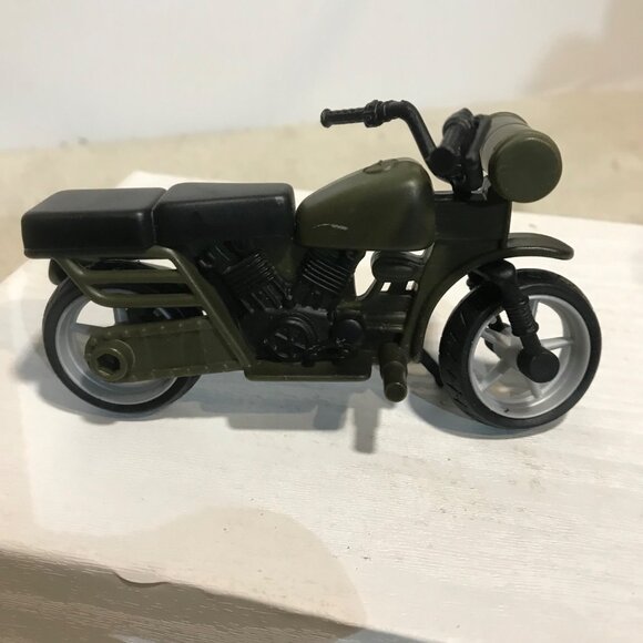 Pair Of Vintage Green Toy Military Motorcycles for Action Figures - Picture 11 of 15